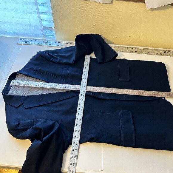 Stafford Signature Classic Fit Cotton Sport Coat Blazer Mens 40R Navy Blue Prep - Picture 7 of 11